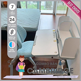 Mua Bộ bàn ghế học sinh cấp 1 SMLIFE CAMBRIDGE - Xanh | Bàn: 80cm x 68cm x 52-76cm (mặt bàn nâng hạ) | Ghế: D46 x R46cm x C78-100cm.