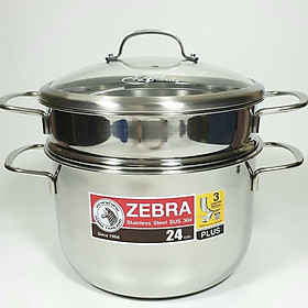 Mua Nồi Xửng Hấp Inox 3 đáy Zebra Thái Lan sử dụng bếp từ đa năng có xửng hấp 24cm 6 2 lít 163640