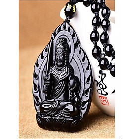 Dây chuyền Phật Bất động Minh vương đá obsidian Độ Mệnh Tuổi Dậu-DC61