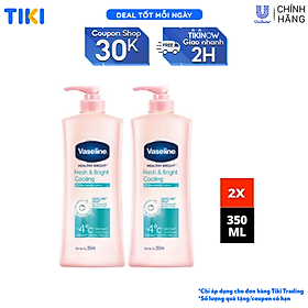 Combo 2 Gel dưỡng thể dưỡng sáng mát lạnh Vaseline Fresh & Bright 350ML/chai