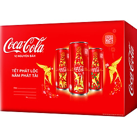 Thùng 24 Lon Nước Giải Khát Coca-Cola vị Nguyên Bản Original 320mlx24