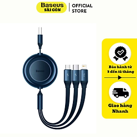 Mua Cáp sạc 3in1 Baseus Bright Mirror 2 Series Retractable Fast Charging Data Cable CAMJ USB to M+L+C 3.5A -hàng chính hãng