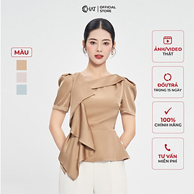 Áo Kiểu Nữ  Dáng Peplum Bèo Đổ Chất Lụa Cao Cấp Mềm Mịn 53ANL2007PT