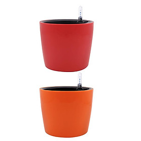 2 Pieces Round Self Watering Planter with Water Level Indicator, Indoor Herb