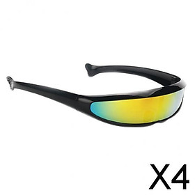 4xFuturistic Narrow Lens Visor Eyewear Sunglasses Black