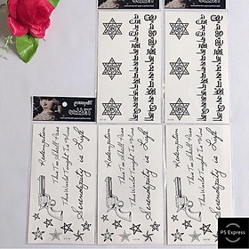 Combo 5 tấm hình xăm dán tattoo cao cấp 10x20cm NGÔI SAO VÀ CÂU CHỮ ĐẦY Ý NGHĨA