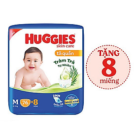 Tã bỉm quần HUGGIES SKINCARE gói SUPER JUMBO size M 76+8 miếng