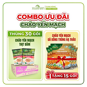 Thùng 30 Gói Cháo Yến Mạch Thịt Heo Bằm Gói 40G (Tặng Kèm 15 Gói Cháo Gà Đông Trùng Hạ Thảo)
