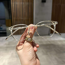 Kính trong suốt thời trang nam nữ dáng mắt vuông nhỏ gọng nhựa