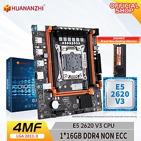 HUANANZHI X99 4MF LGA 2011-3 XEON X99 Bo mạch chủ với Intel E5 2620 v3 với bộ kết hợp bộ nhớ 1 * 16G DDR4 2666MHZ NON-ECC