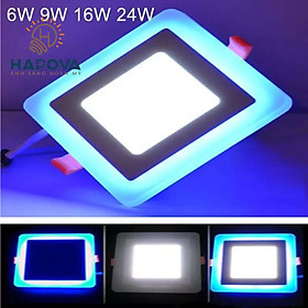 Đèn Led ốp trần 24w vuông nổi 2 màu 3 chế độ sáng trắng HAPOVA VÂTS 2086