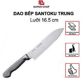 Mua Dao Bếp Dài Santoku Cán Thép Chính Hãng Super Chef Công Nghệ Nhật Siêu Sắc Bén  Lâu Cùn  Lưỡi Thép Cao Cấp Không Gỉ Sét   An Toàn Sức Khỏe Siêu Tiện Lợi ( Lưỡi dài 16.5cm)