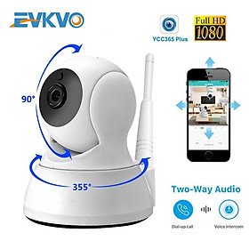 EVKVO - FREE Power Adapter - YCC365 PLUS APP Rotate Wireless HD 1080P Mini WIFI PTZ IP Camera CCTV Auto Tracking Network Home Security Surveillance Camera IR Night Vision Baby Monitor Motion Detection Alarm Two Way Audio CCTV IP