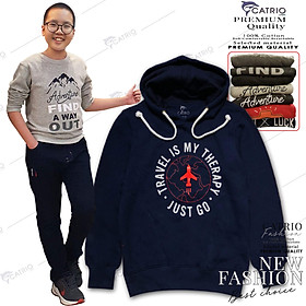 ÁO HOODIES TRẺ EM CATRIO in TÊN LỬA là áo thun dài tay có mũ có túi thời trang, vải 100% cotton dày, ấm mùa thu đông phù hợp với trẻ em bé trai, bé gái 11 tuổi 50kg kết hợp quần dài cotton CATRIO thành bộ đồ đẹp MÀU NAVY