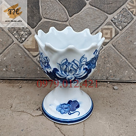 Mua Ly đựng Phật thủ gốm Bát Tràng men lam