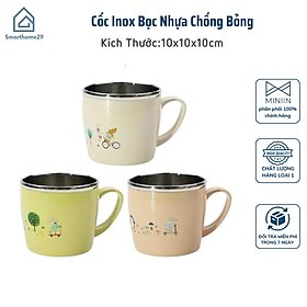 Cốc Inox Bọc Nhựa Chống Bỏng – Giữ Nhiệt Cho Bé Uống Sữa, Có Quai Cầm Tiện Lợi - HÀNG CHÍNH HÃNG MINIIN