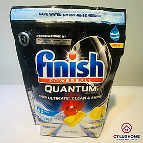 Viên rửa chén bát Finish Quantum Ultimate 60 viên hương chanh [14 chức năng, rẻ vô địch]