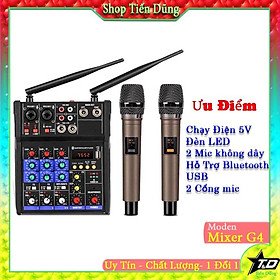 Mua Bàn Trộn Âm Thanh Kiêm Lọc Âm Mixer G4 Kèm 2 Mic  Không Dây Tiện Lợi Oto Loa Kéo Và Các Loại Loa Khác
