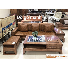 Bộ bàn ghế phòng khách sofa 3 món gỗ sồi G09