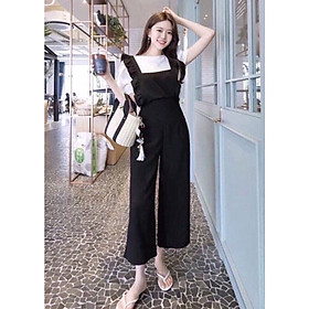 Set Yếm nữ quần ống rộng, set yếm nữ trẻ trunng áo tay bồng kết hợp quần ống rộng hot trend - L020