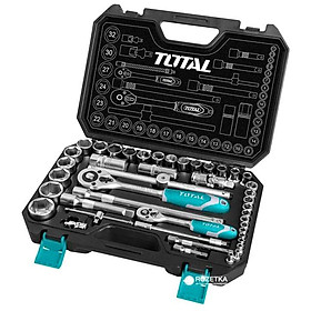 BỘ 44 CÁI SOCKET (1/4+1/2 INCH) & CẦN 2 CHIỀU TOTAL THT421441 - HÀNG CHÍNH HÃNG