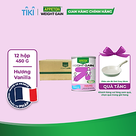 Thùng Sữa Tăng Cân cho Trẻ Em Appeton Weight Gain Junior hương Vanila 450g - 12 Lon