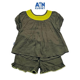 Bộ quần áo ngắn bé gái Xanh Khói cotton lụa - AICDBGRK7OR2 - AIN Closet
