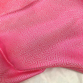 Vải Lụa Tơ Tằm văn triện màu hồng, mềm#mượt#mịn, dệt thủ công, khổ vải 90cm