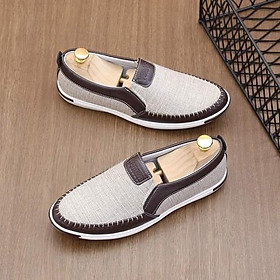 Giày lười nam chất vải bố cao cấp 4 màu đen nâu xanh kem sáng