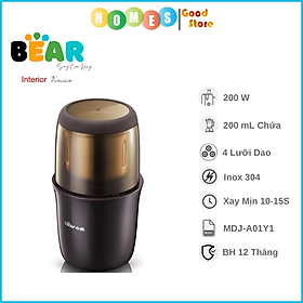 Máy Xay Thực Phẩm Khô BEAR MDJ-A01Y1 (MDJ-A02G3) Xay Cực Mịn, Dung Tích 200 ML, Công Suất 200W- Hàng Chính Hãng