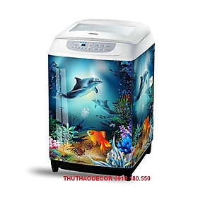 Decal dán máy giặt - tủ lạnh mini CÁ ĐẠI DƯƠNG