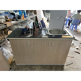 Mua Tủ Bếp Nhựa Đài Loan Cao 81cm Ngang 1m25 Bồn Đơn Màu Xoan Đào TB012