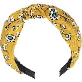 Bờm cài tóc turban nữ BN18 bản to hoa xanh vàng