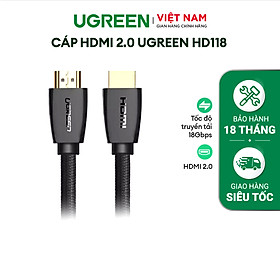 Cáp HDMI 2.0 hỗ trợ 3D, 4K dài 5m UGREEN HD118 40412 - Hàng chính hãng