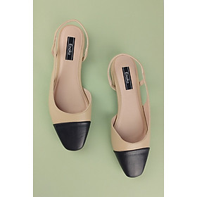Giày sandal đế bệt bít mũi hở gót phối nỉ đen thời thượng Enako TP13505 - 36 - NUDE MỜ - ĐEN MỜ