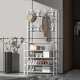 Mua Kệ để giày dép chữ L 2 màu  thiết kế treo đồ đa năng lắp ghép 4 tầng tặng kèm 8 móc treo  chất liệu thép chịu lực tốt