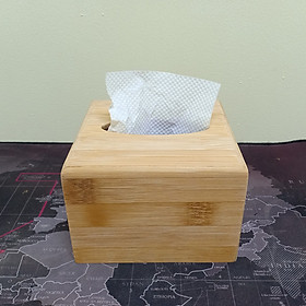 Hộp khăn giấy vuông làm bằng gỗ tre tự nhiên - kháng khuẩn tự nhiên - Hàng Việt Nam sản xuất - HGK02