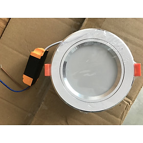 Mua Combo 50 cái đèn led âm trần tròn 7w viền bạc - 3 chế độ màu
