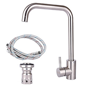 Mua Vòi rửa chén nóng lạnh Inox 304 HOBBY CRC1-L thân vòi lớn 11cm - 2 size tùy chọn - kèm 2 dây nóng lạnh