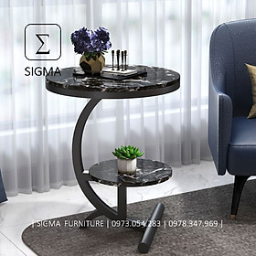 Mua Bàn góc sofa trang trí SIGMA FURNITURE  G006  khung thép tĩnh điện  mặt đá nhập khẩu cao cấp.