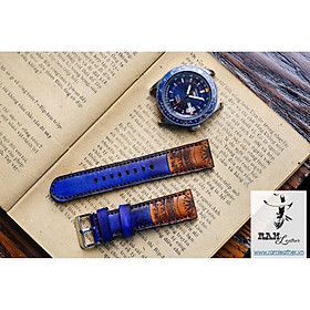 Hình ảnh DÂY ĐỒNG HỒ TRỐNG ĐỒNG XANH NAVY - DA BÒ THẬT - CHÍNH HÃNG RAM LEATHER