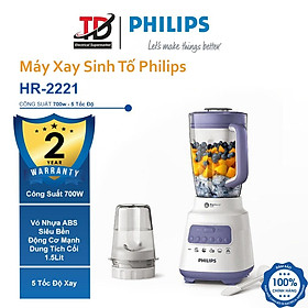 Máy Xay Sinh Tố Philips HR2221 - Công suất 700W Xay Đá , Xay Hạt - Hàng Chính Hãng