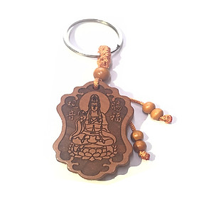 Móc khoá gỗ hình Phật Bà Quan Âm mang đến bình an - bằng gỗ nhẹ không độc hại