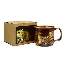 Cốc cà phê Đại Huế Đông Gia-màu men hỏa biến tự nhiên nâu cánh gián