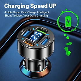 Mua Tẩu sạc nhanh đa năng dành cho Ô tô  BLALION QC3.0 PD 4 cổng USB 12V 24V 66W có màn hình led  hàng nhập khẩu