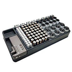 Hộp Trữ Pin Kiểm Tra Được Trạng Thái Pin Dành Cho Pin Aaa, Aa, 9V, C, D Và Pin Nút - Đen