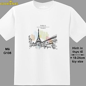 Hình ảnh PARIS, mã G108. Áo phông GOKING hàng hiệu, form unisex cho nam nữ, trẻ em, bé trai gái. Áo thun in hình siêu đẹp, quà tặng cao cấp cho gia đình, cặp đôi, hội nhóm, doanh nghiệp