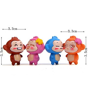 Combo 04 mô hình khỉ nhỏ đáng yêu trang trí tiểu cảnh, móc chìa khóa, DIY
