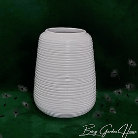 Hình ảnh Bình cắm hoa, Bình gốm Bát Tràng men trắng dáng vò trang trí phòng khách cao cấp Bông Garden House
