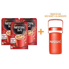 [Tặng Ca Đá Giữ Nhiệt 1.5L Nescafe] Combo 3 Hộp NESCAFÉ 3IN1 Công thức cải tiến - VỊ NGUYÊN BẢN Hộp 20 gói